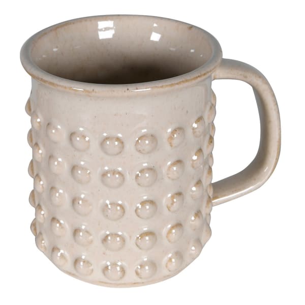 Set of 4 Dimpled Stoneware Mugs – Warm Neutral