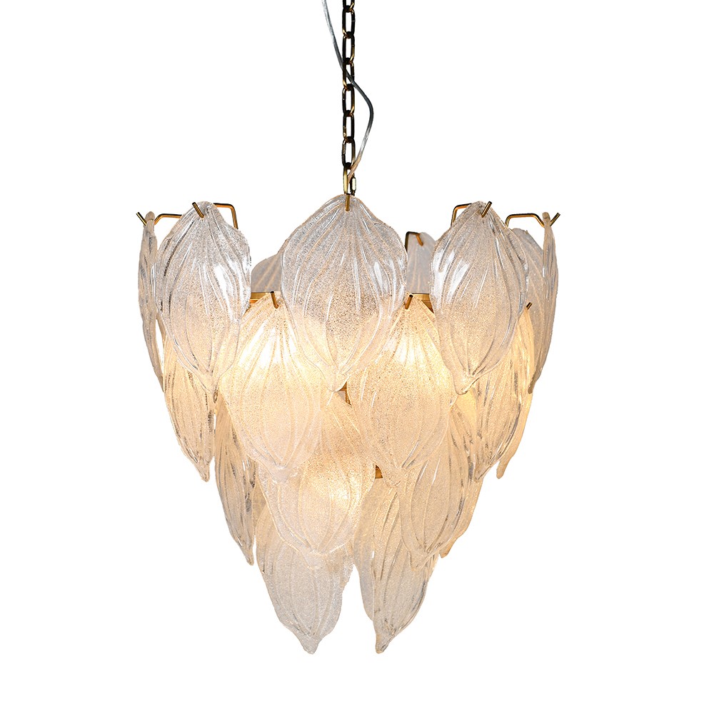 Frosted Leaves 4 Tier Chandelier