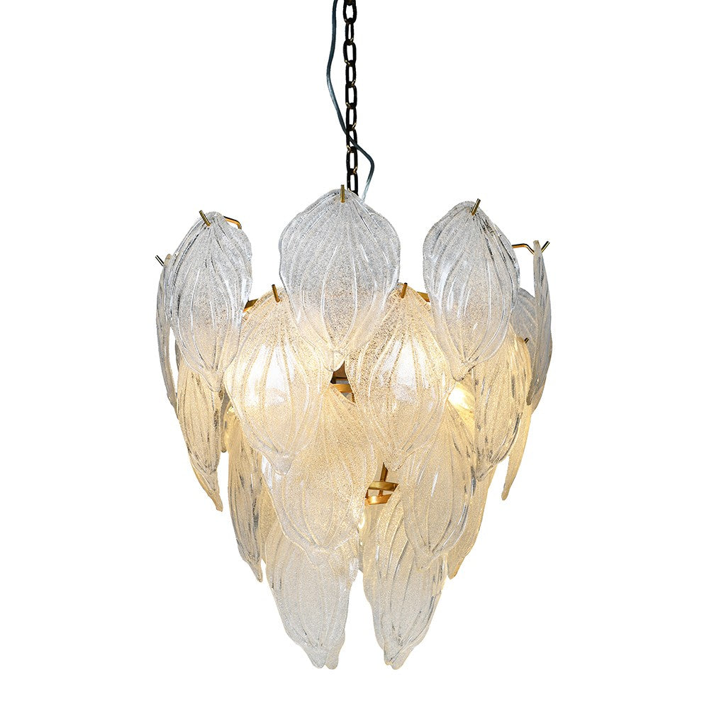 Frosted Leaves 4 Tier Chandelier