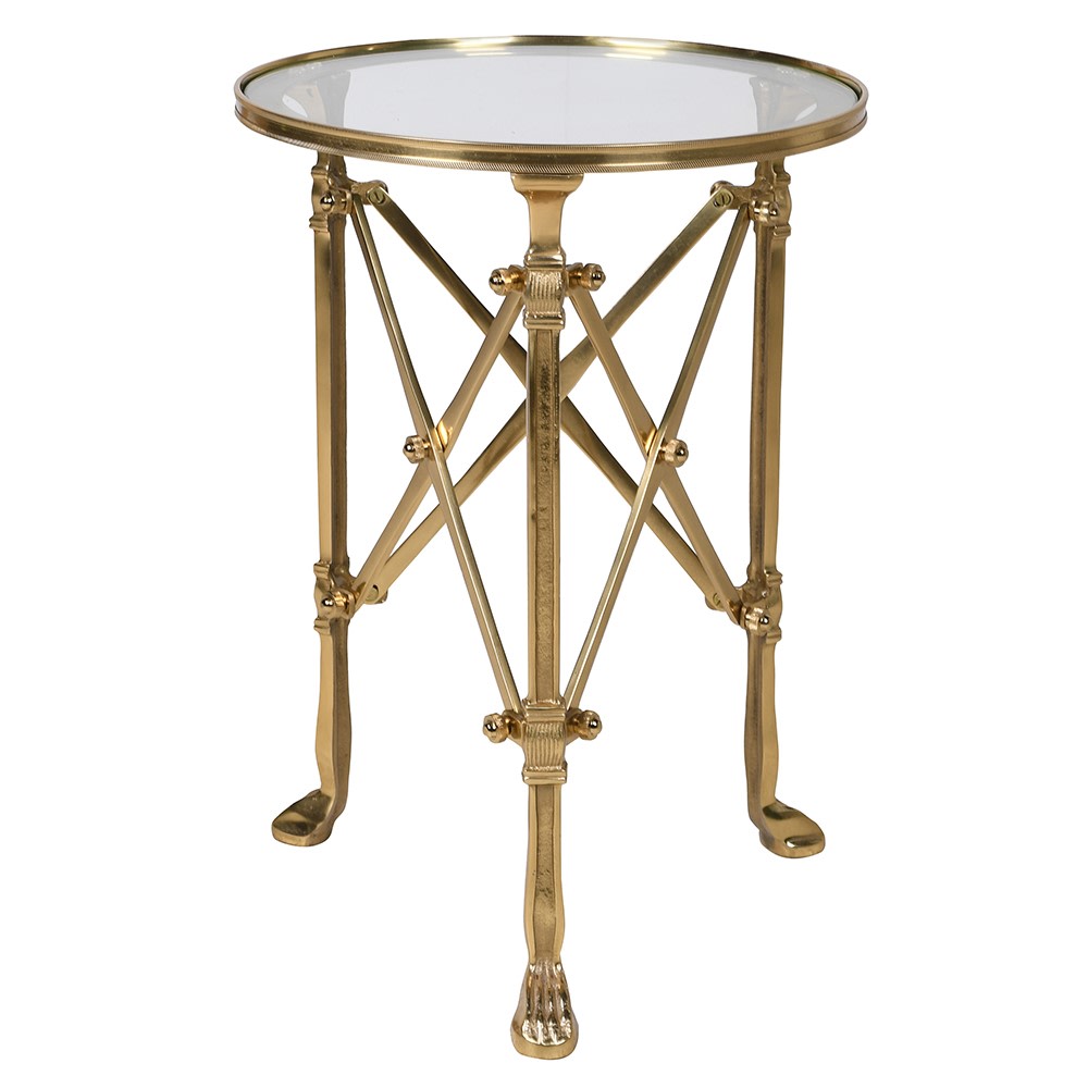 Antique Brass Cross Feet Side Table