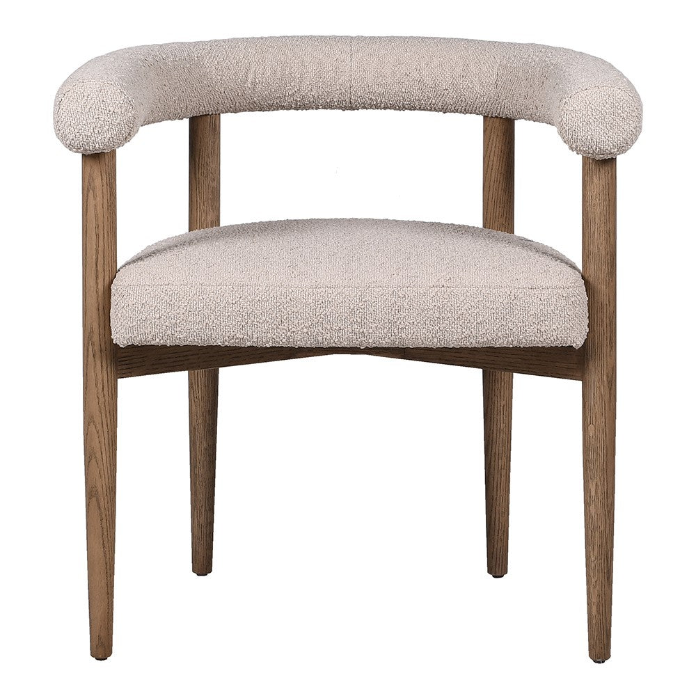 Beige Boucle Curve Back Dining Chair