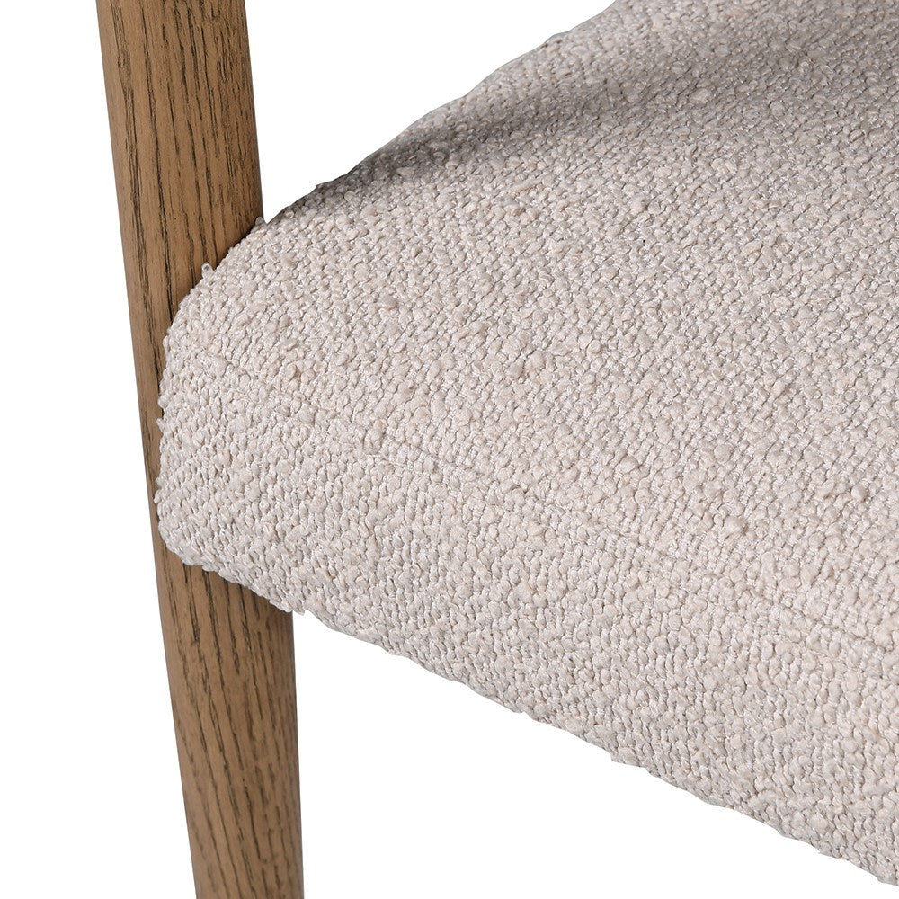 Beige Boucle Curve Back Dining Chair