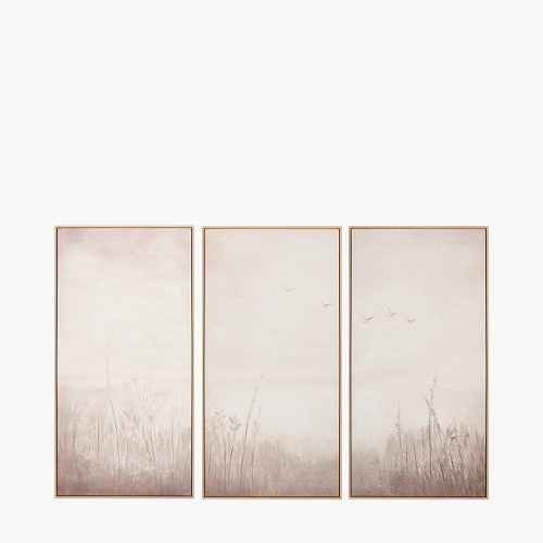 Natural and White Landscape Canvases Set of 3