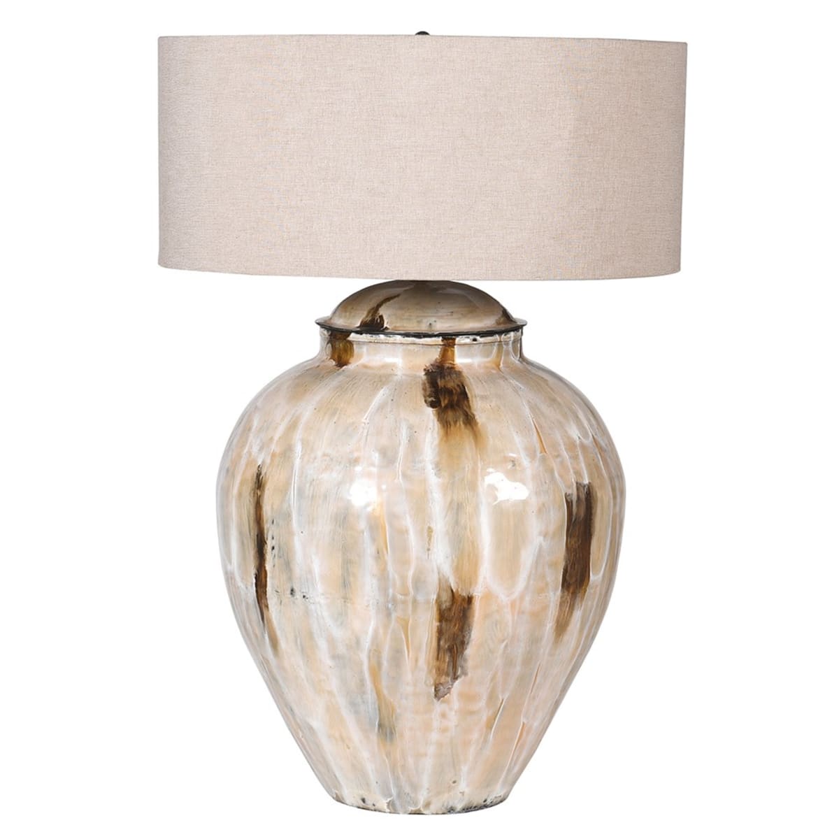 Coffee Enamel Table Lamp with Cotton Shade