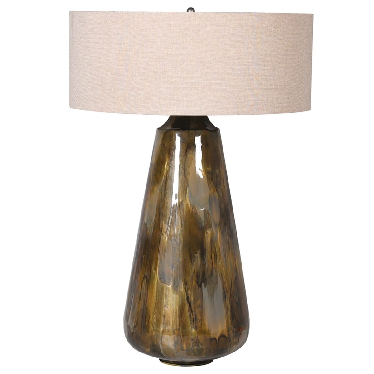 Bamboo Agate Enamel Table Lamp with Cotton Shade