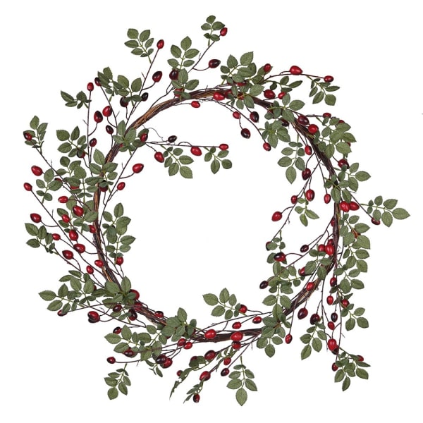 Christmas Wreath - Rosehip Leaves Berry Spray