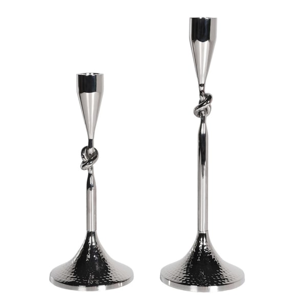 Set of 2 Twist Chrome Candlesticks