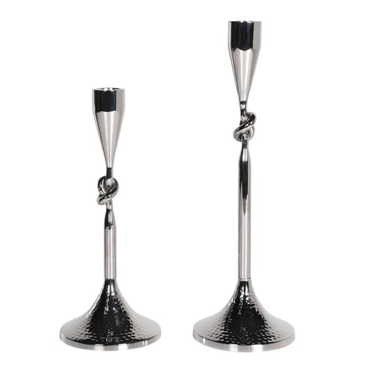 Set of 2 Twist Chrome Candlesticks