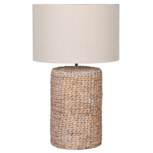 Large Rope Effect Table Lamp with Linen Shade