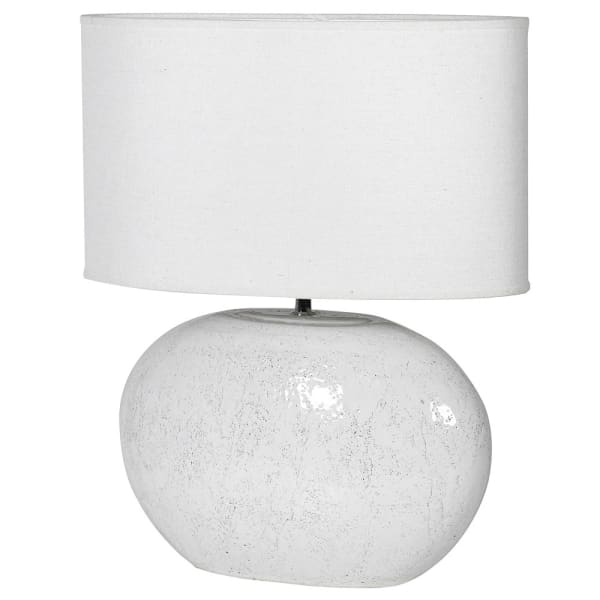 Oval White Table Lamp with Shade