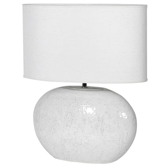 Oval White Table Lamp with Shade