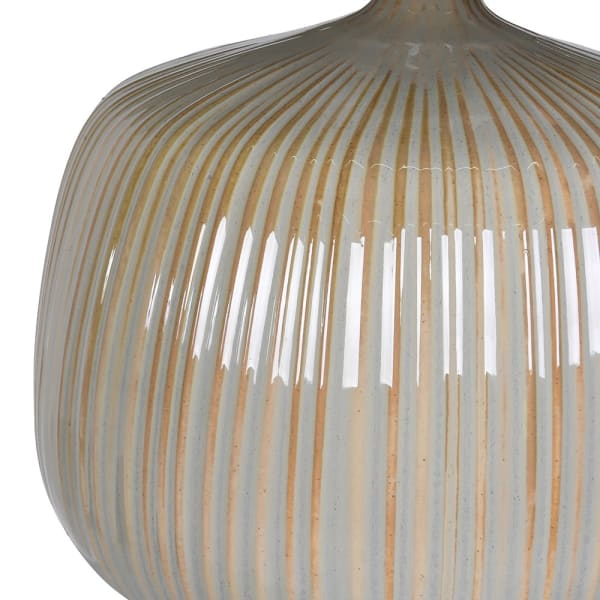 Small Ribbed Table Lamp with Linen Shade - base detail