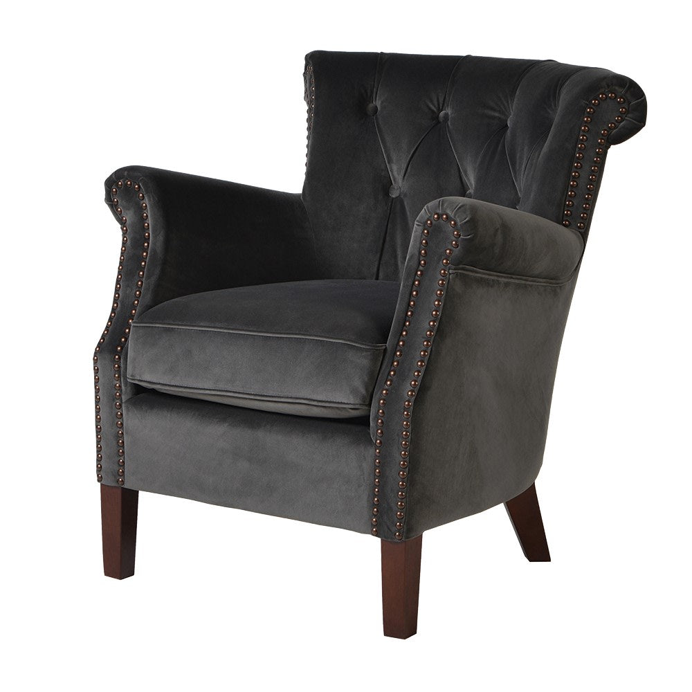 Gun Metal Velvet Armchair