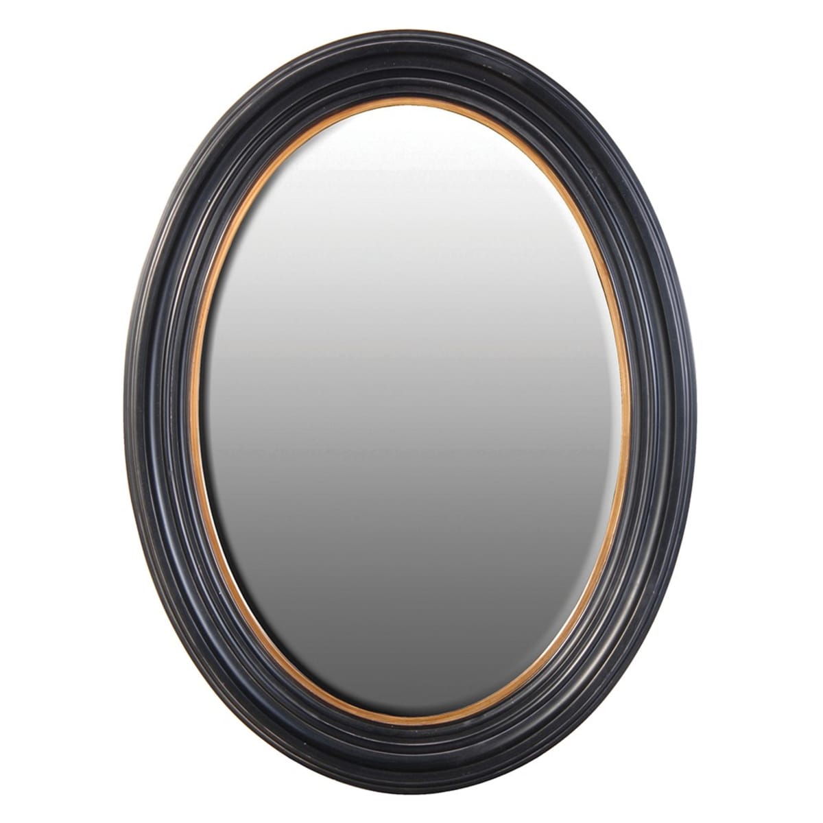 Large Black and Gold Oval Wall Mirror