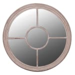 Large Round Taupe Window Mirror