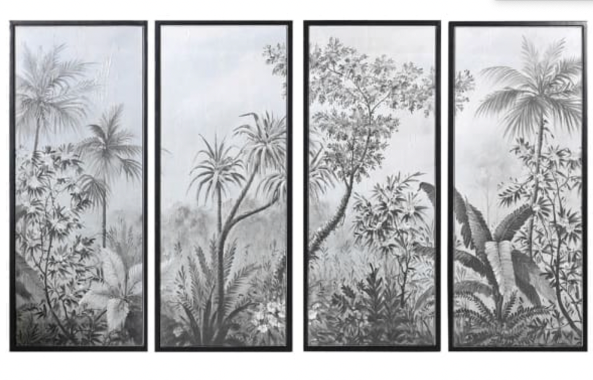 Set of 4 Black and White Palm Pictures