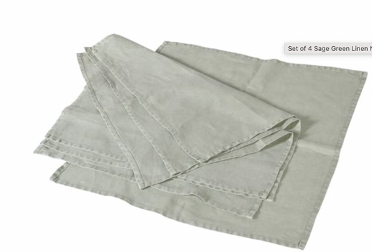 Set of 4 Sage Green Linen Napkins