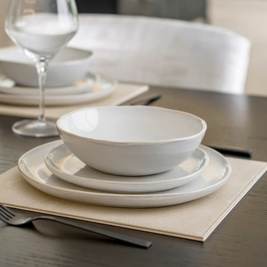Cream Organic Shape 12 Piece Ceramic Dinner Set