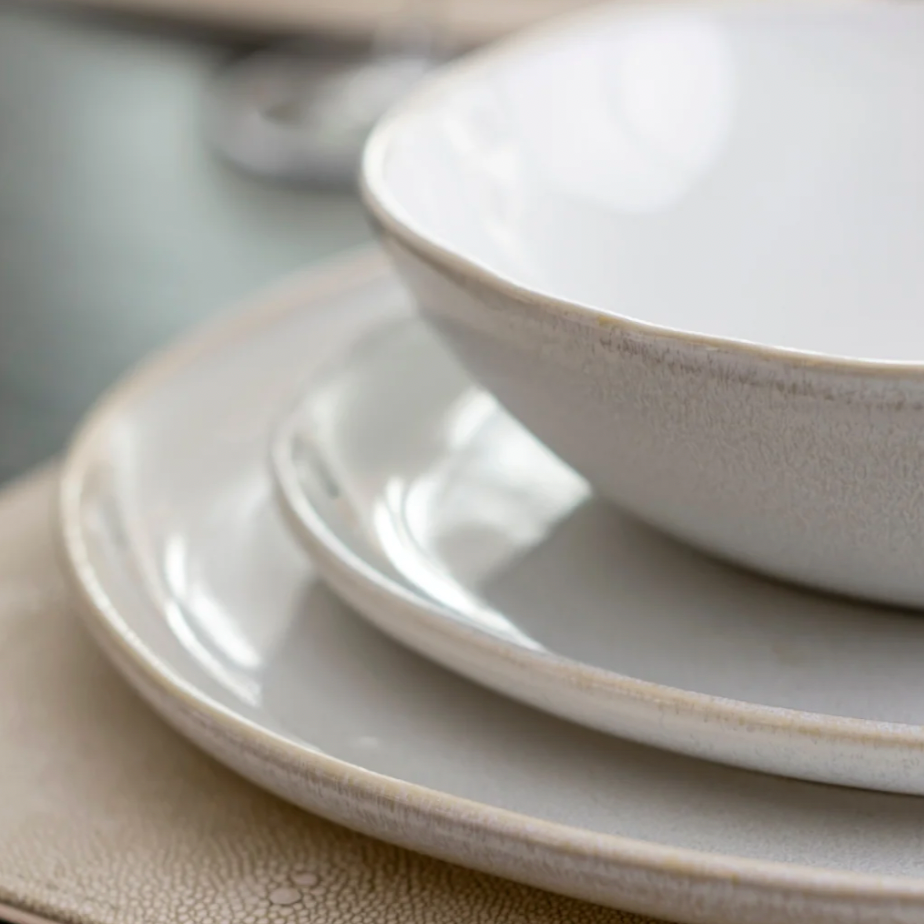 Cream Organic Shape 12 Piece Ceramic Dinner Set