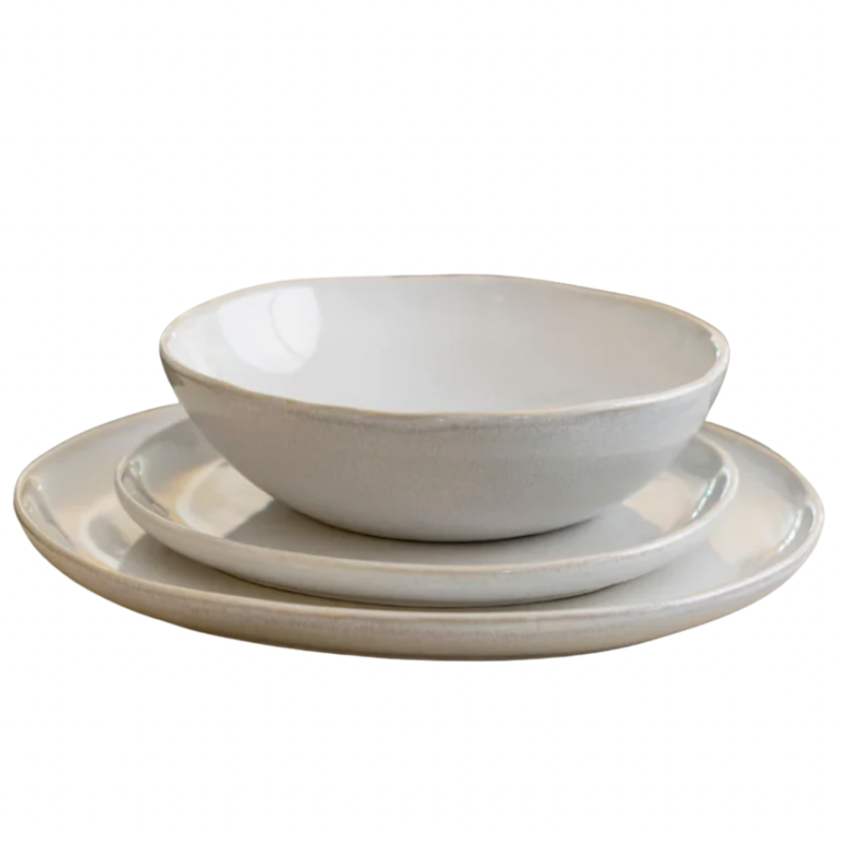 Cream Organic Shape 12 Piece Ceramic Dinner Set