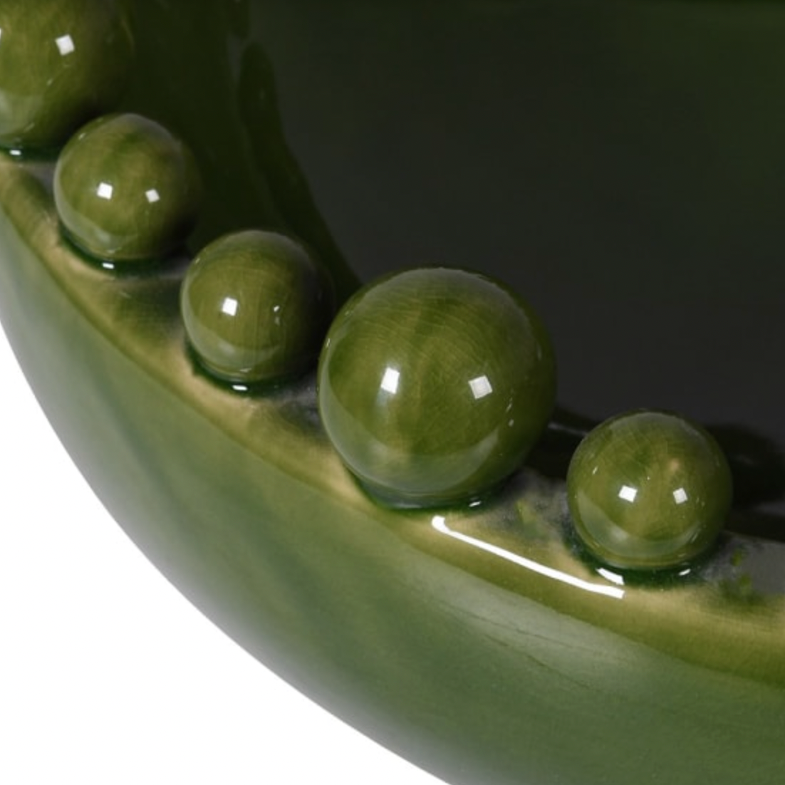 Green Ceramic Bobble Edged Bowl