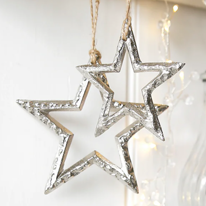 Large Silver Metal Star