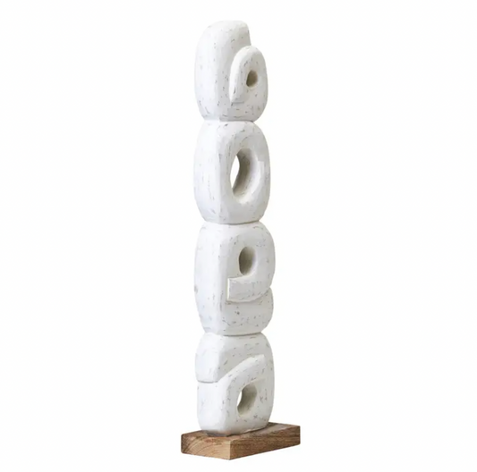 Fidel Rustic White Mango Wood Ring Sculpture