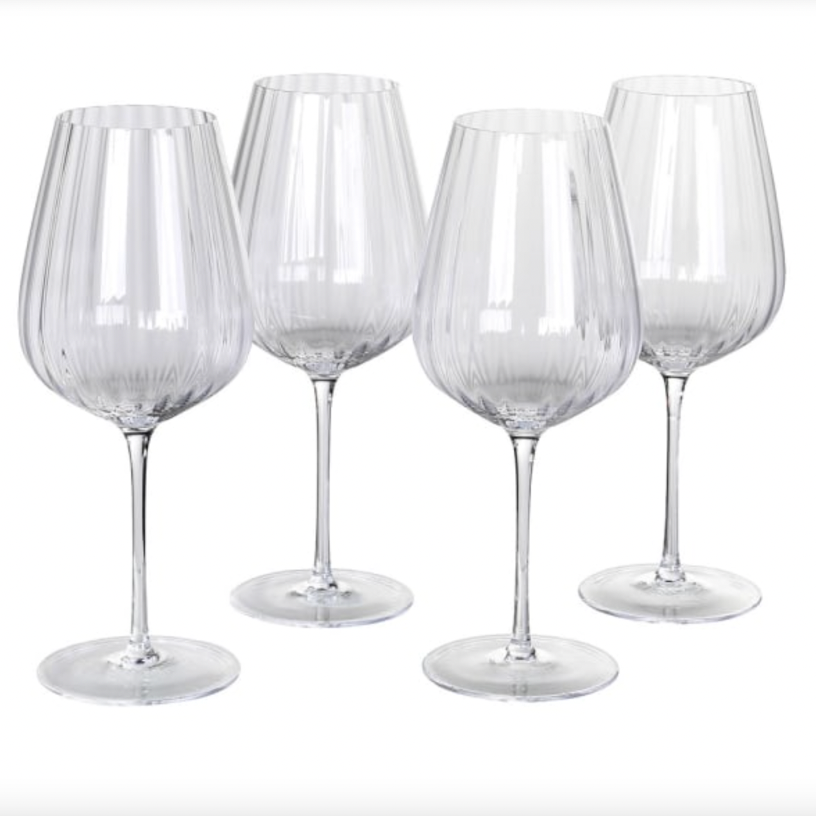 Set of 4 Ribbed White Wine Glasses