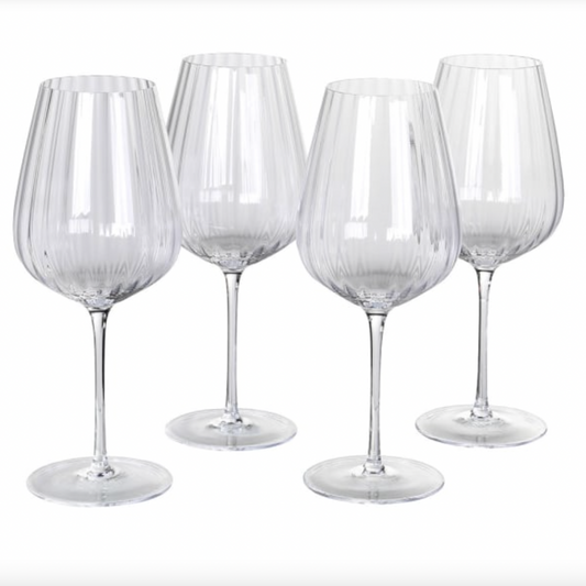 Set of 4 Ribbed White Wine Glasses