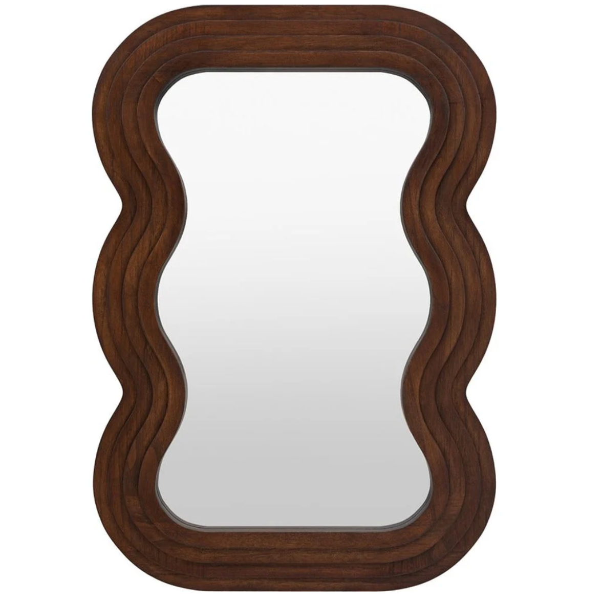Dark Wood Curvy Mirror