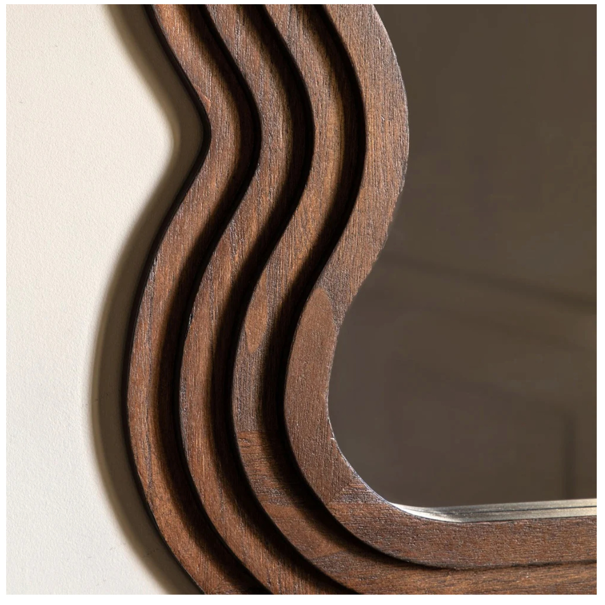 Dark Wood Curvy Mirror