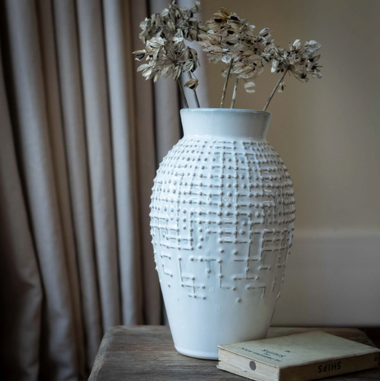 White Textured Ceramic Vase
