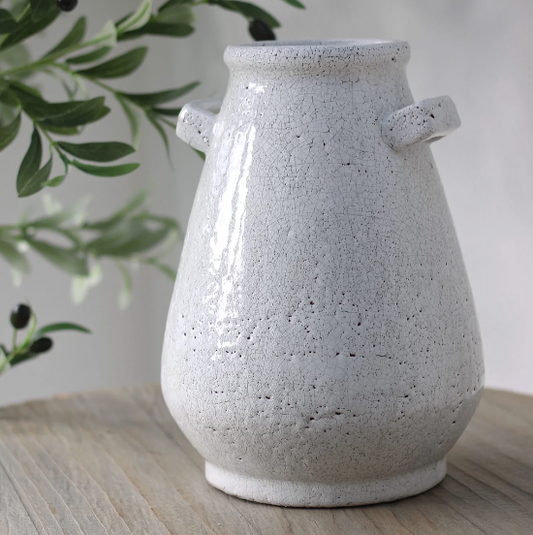 Rustic White Terracotta Vase