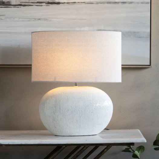 Oval White Table Lamp with Shade