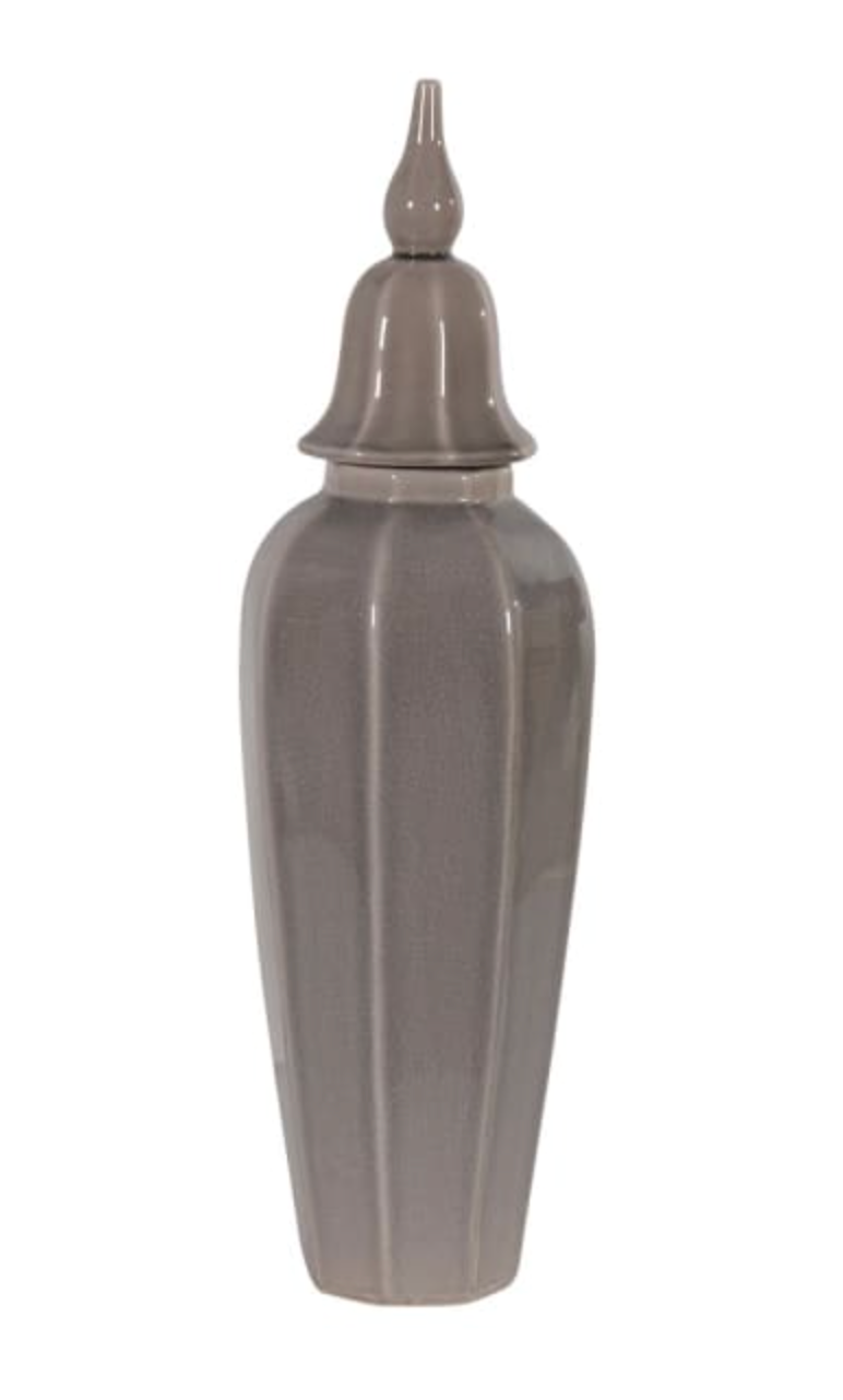 Large Grey Ceramic Lidded Urn