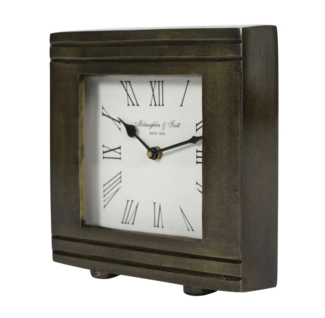 Antique Bronze Finish Square Mantel Clock