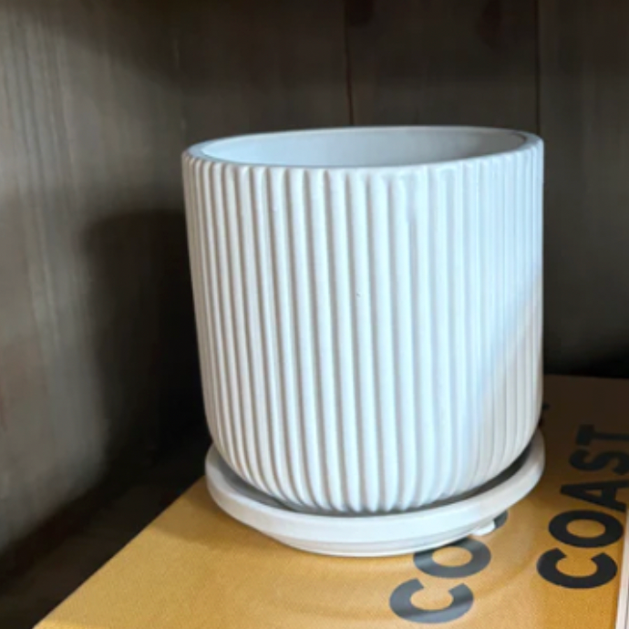 Ribbed Pot & Saucer