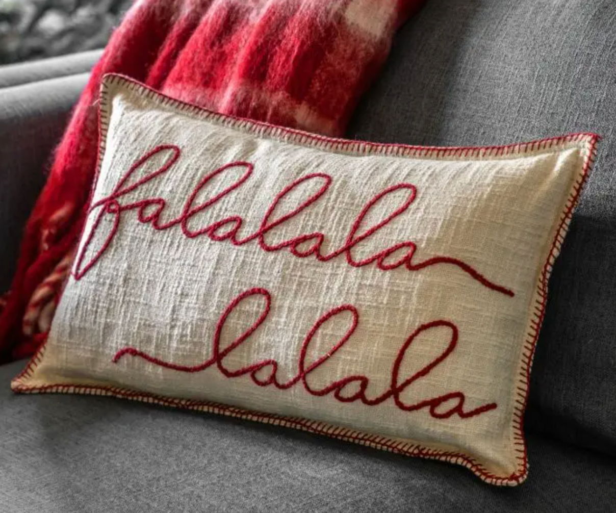 Christmas Falalala Stitched Cushion