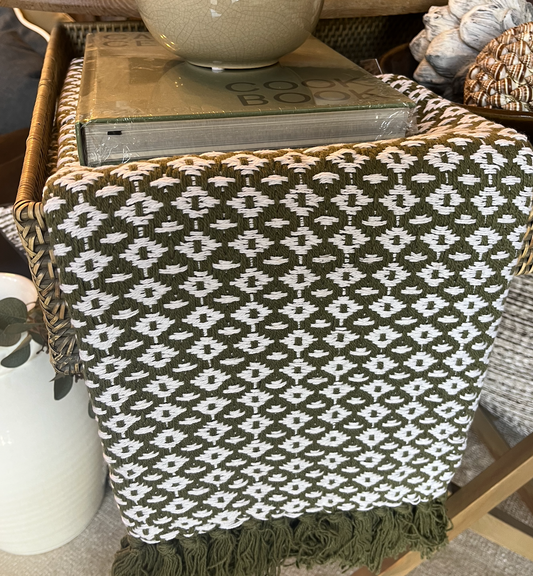 Diamond Weave Throw - Green