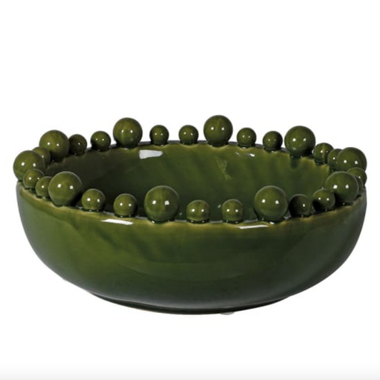 Green Ceramic Bobble Edged Bowl