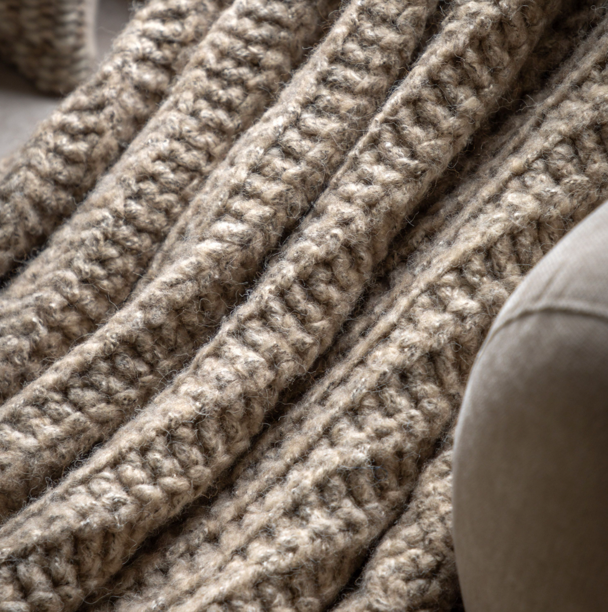 Luxury Melange Knit Throw Oatmeal