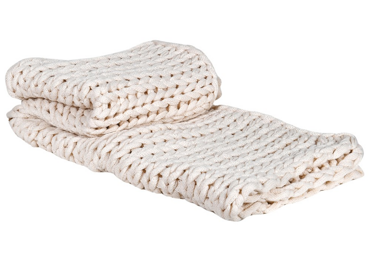 Cream Chunky Knit Throw