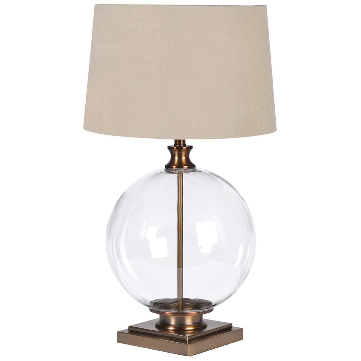 Glass Ball Table Lamp with Linen Shade