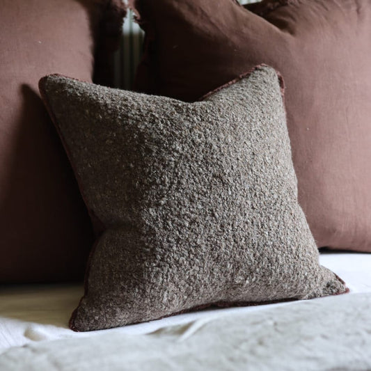 Sofia Chocolate Brown Boucle Cushion