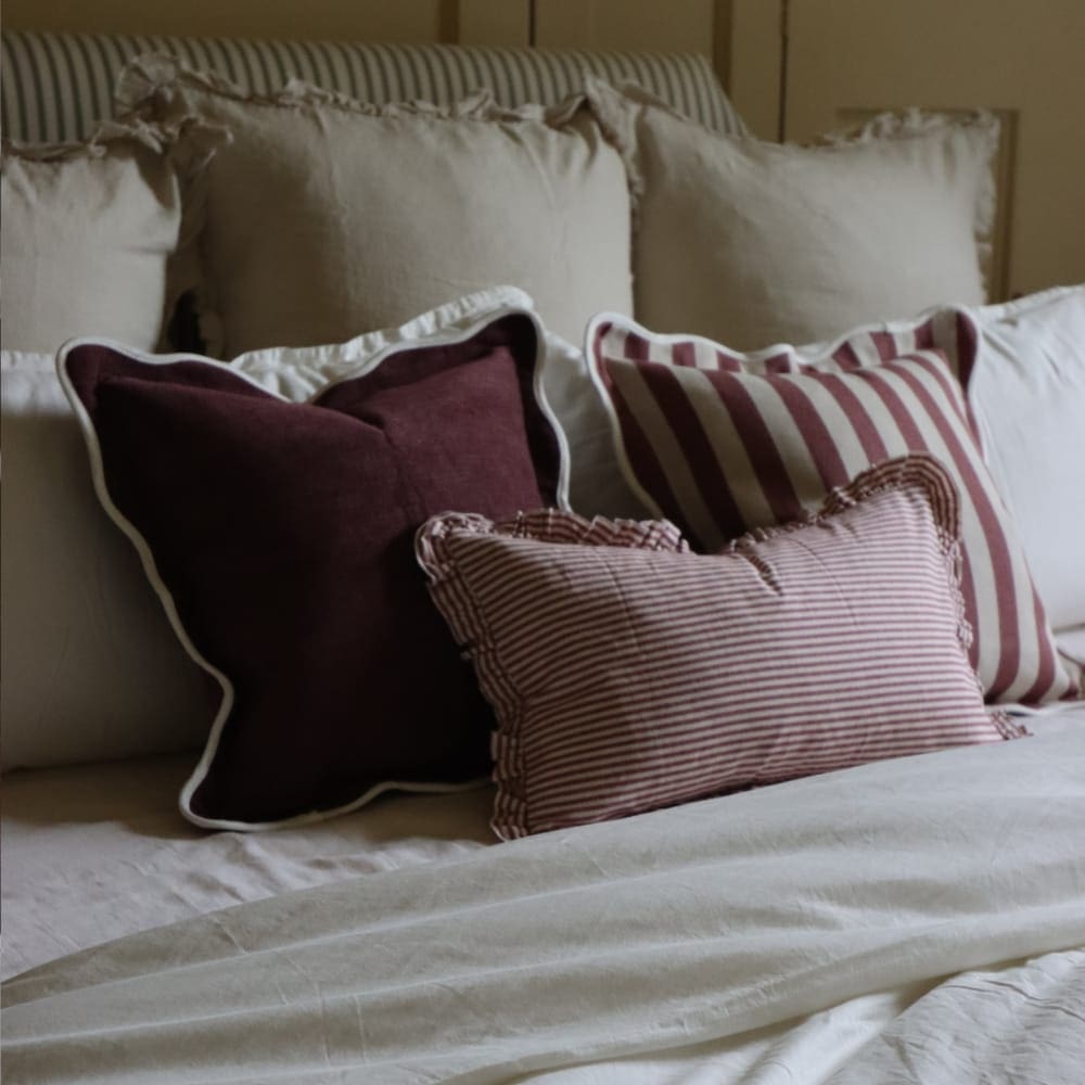 Chloe Plum Scalloped Edge Cushion - detail