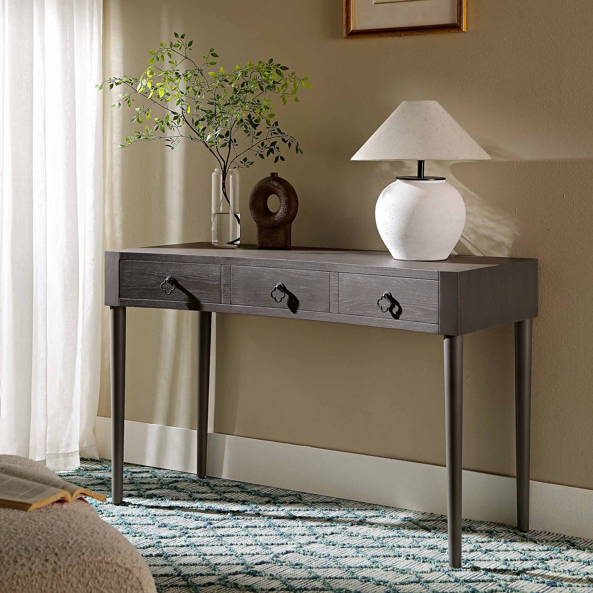 Thalia Concave Dressing Table Silver Oak