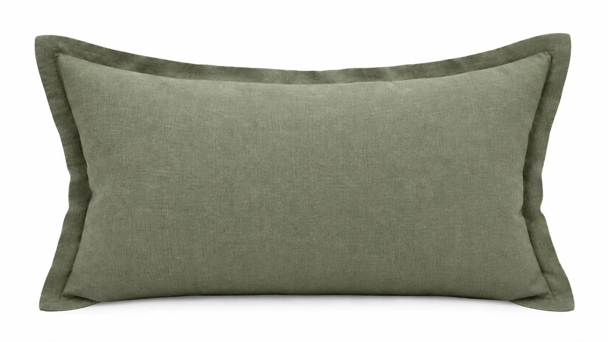 Pure French Linen Lumbar Cushion - Khaki