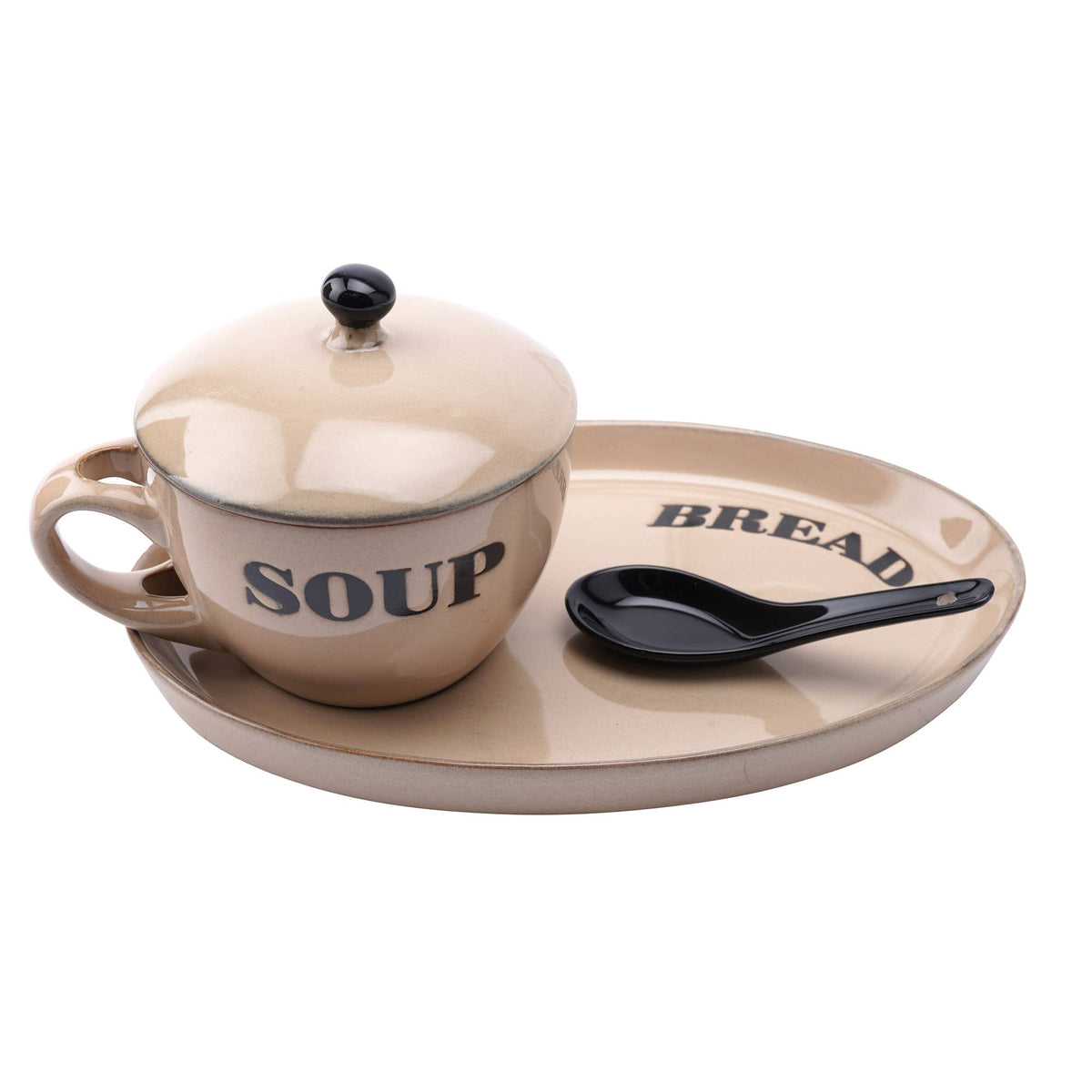 Soup Bowl and Bread Plate - Cream