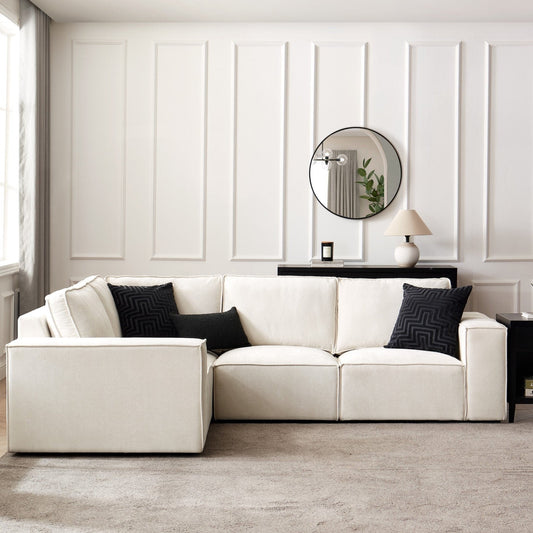 Brooklyn Small Left Hand L-Shape Sofa Ivory - lifestyle