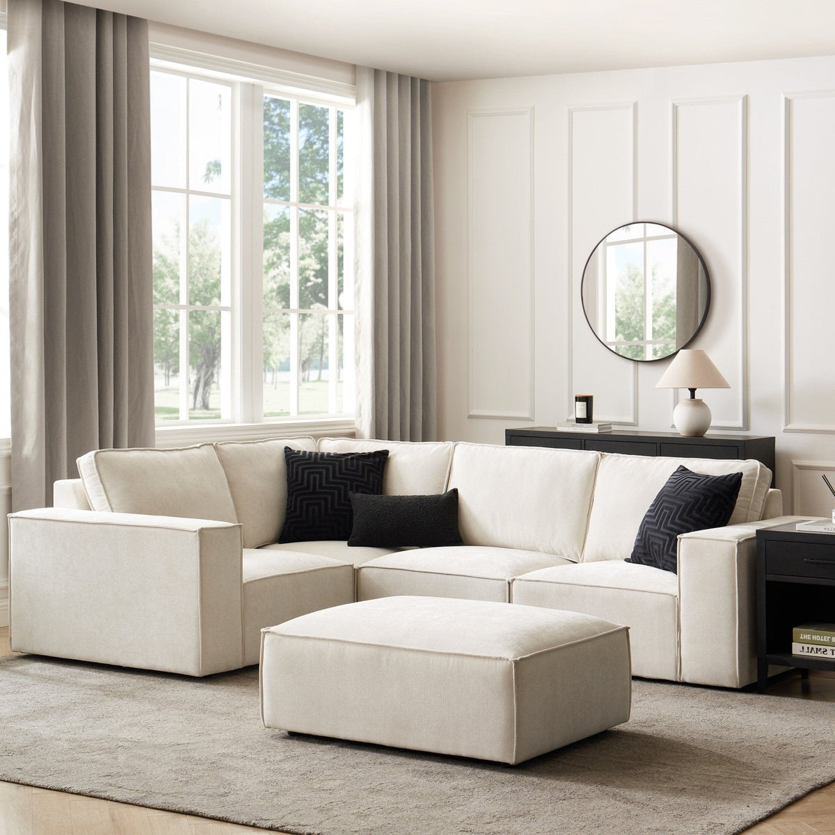 Brooklyn Small Left Hand L-Shape Sofa Ivory - lifestyle 3